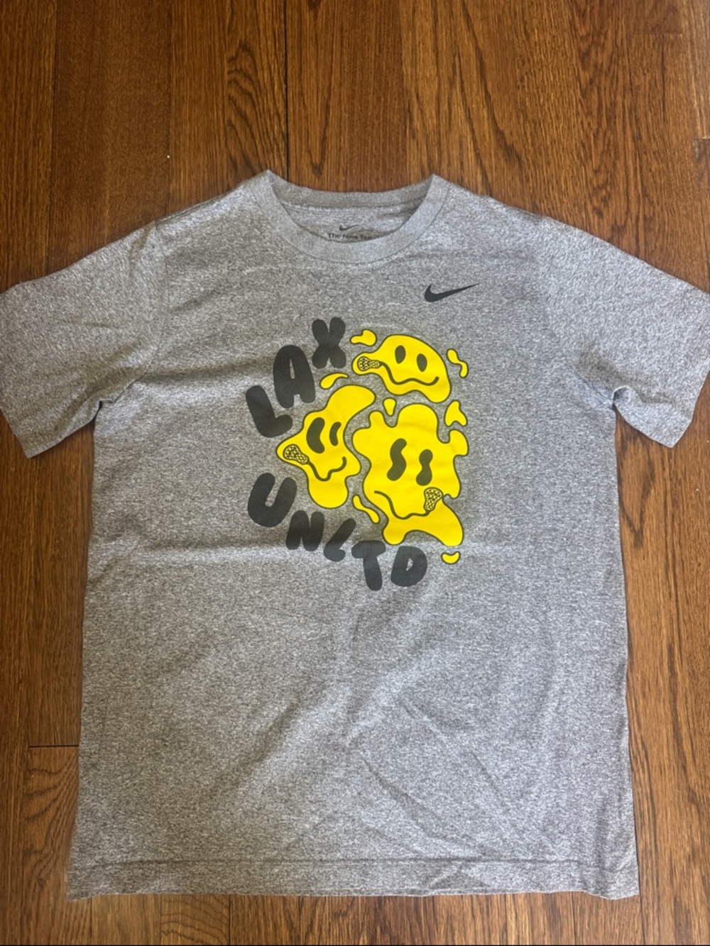 Nike Heather Gray Tee with Bright Yellow Graphic